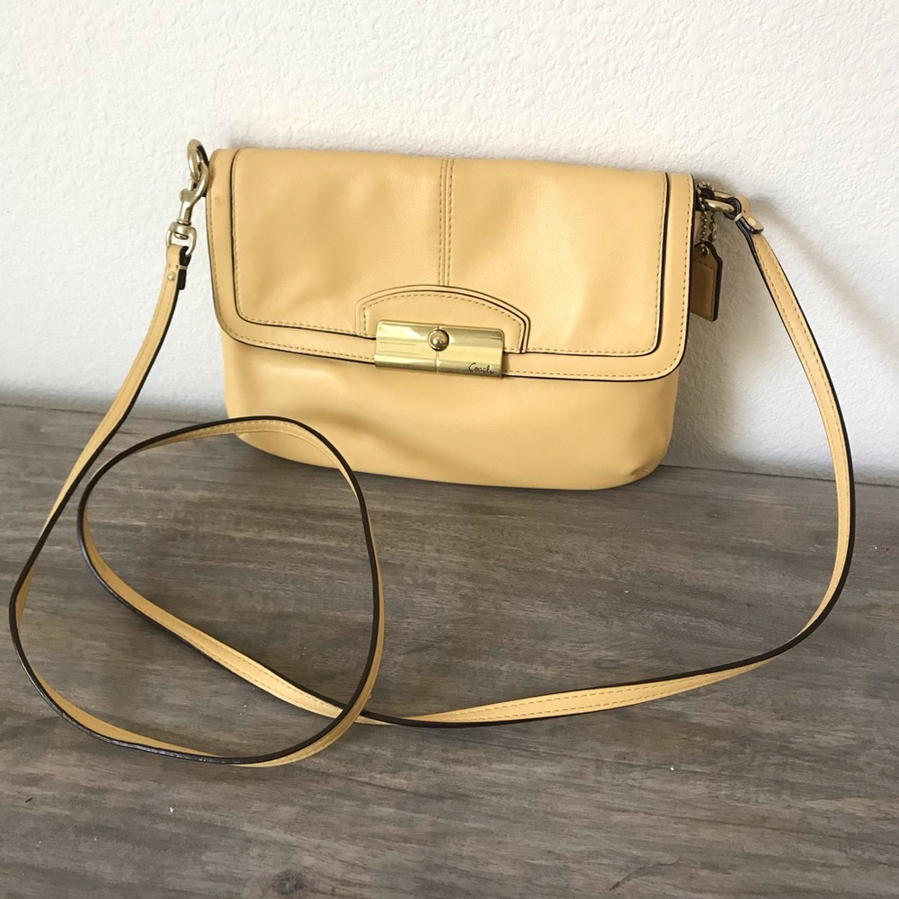 Coach crossbody leather bag in Pale yellow